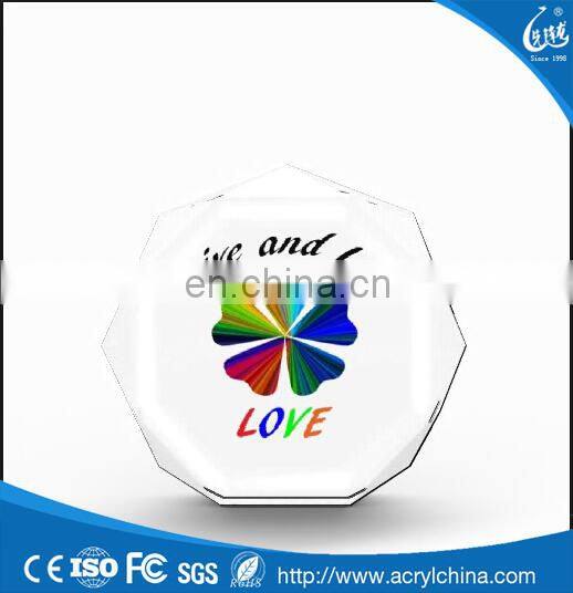 Octagon Shaped Clear Acrylic Logo Block Customized Acrylic Block
