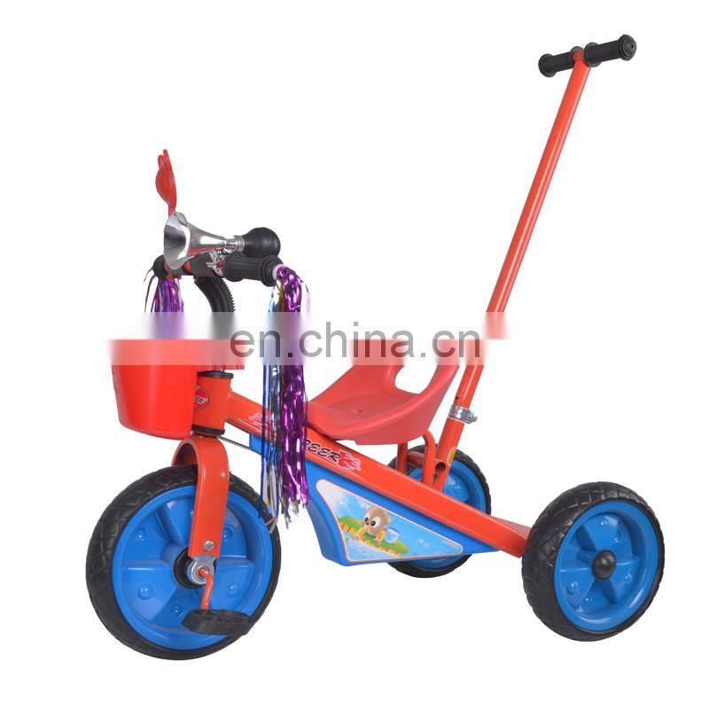 2018 new model simple steel painting frame baby tricycle with push bar