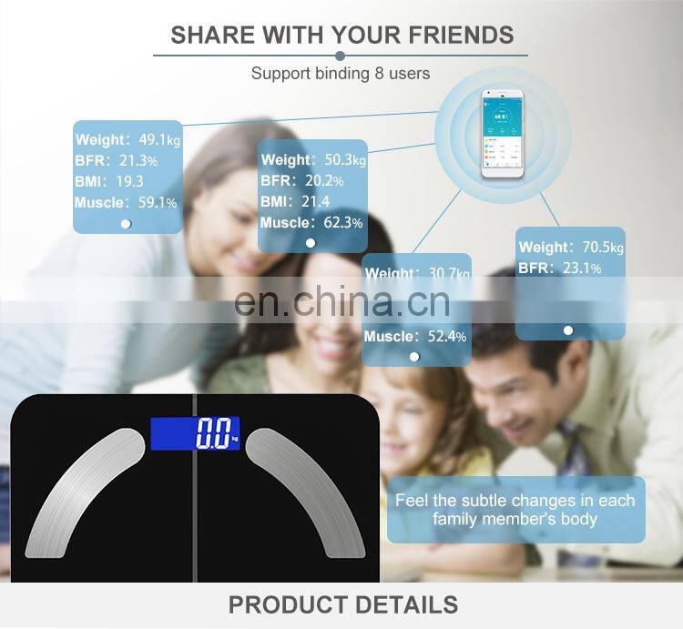 180Kg Blue tooth Smart Innovation Electronic Digital Body Fat Weight Scale With Fitness APP