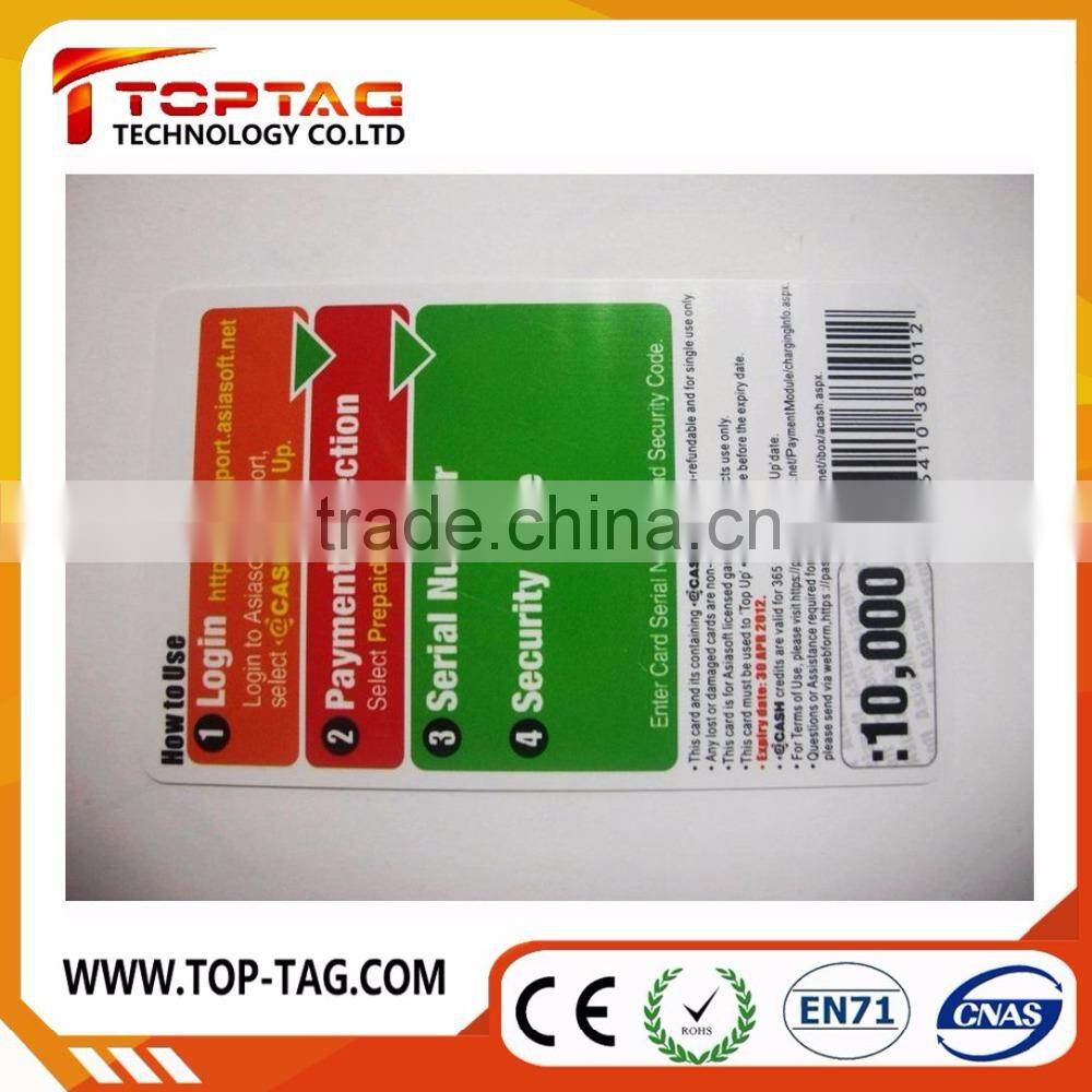 Paper game cards / paper scratch cards / custom paper playing cards