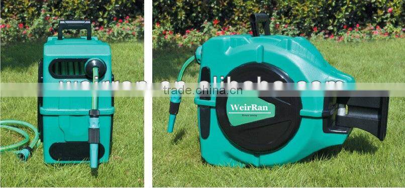 (73564) retractable automatic garden plastic case hand crank hose reel