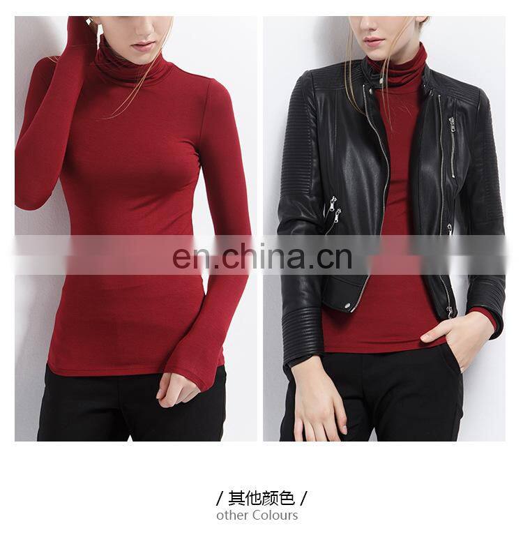 62/5000 Wholesale Custom-made Large Women's autumn long-sleeved t-shirt women's solid color Turtleneck Modert jacket autumn