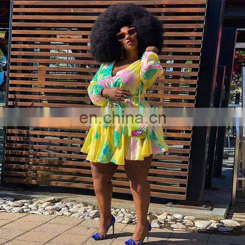 Manufacturer Customized Women's Summer Bohemian Long Skirt Printed V-neck Sexy Woven Oversized Skirt Plus Size Women's Clothing