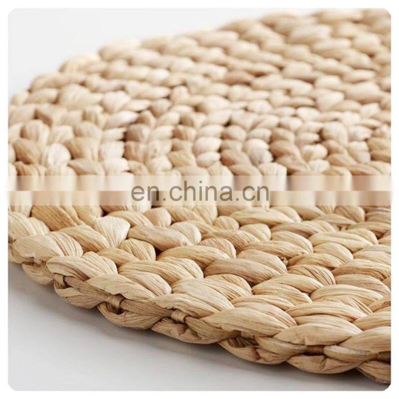 Traditional Art Decor Vintage Pastoral Style Sustainable Handmade Woven Round Straw Water Hyacinth Placemats