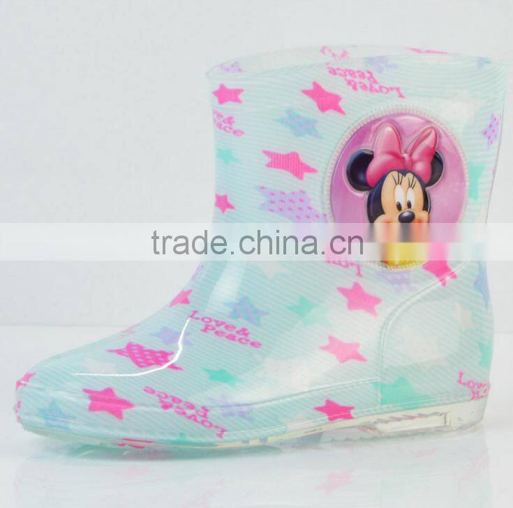 Fashion cartoon short barrel Crystal Children rainshoes children rain boot