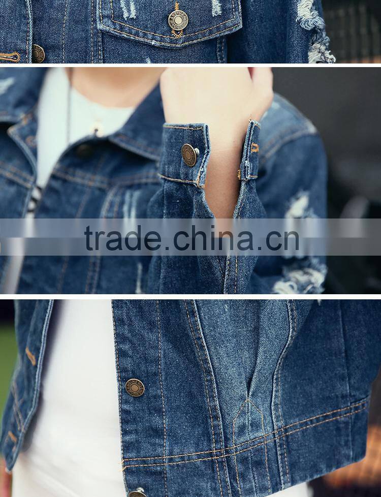 Denim Jacket Women's short jacket Ripped jacket LGJD-023