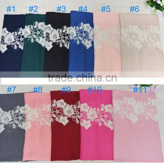 Newest Winter Autumn Flower Embroidery Cotton Korean Fashion Ladies Scarf