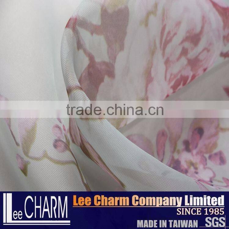 Wholesale Printed Floral Organza Curtain And Clothing Fabric Roll