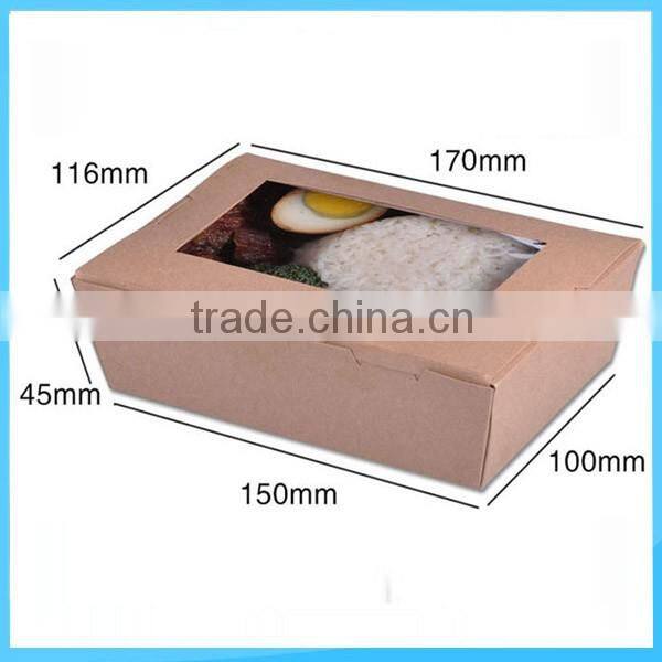 High quality PE craft paper salad box ,paper box with window,paper salad box printed