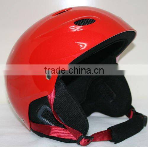 skiing helmet with nylon strap and removable ear protectors