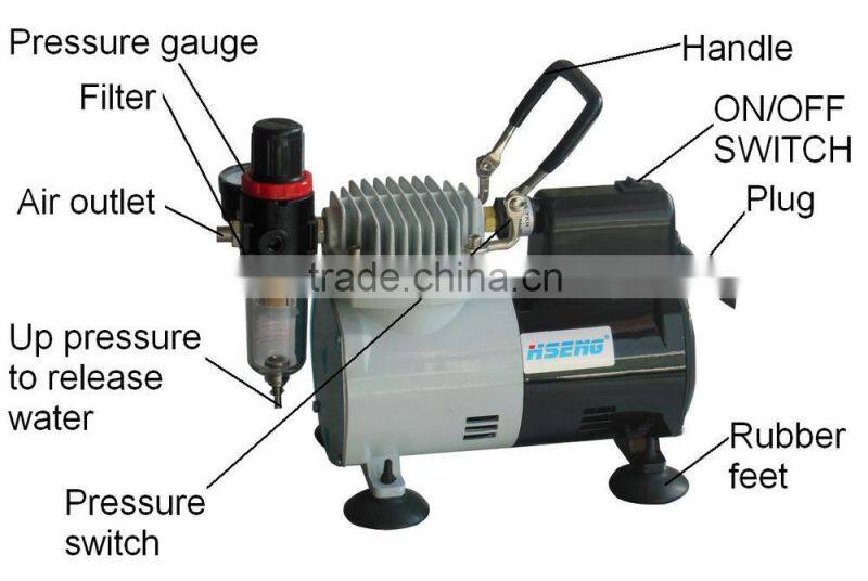 HSENG AF18-2 airbrush makeup compressor portable spray air compressor kit