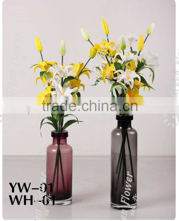 2016 Wholesale Four heads mini lily Artificial Flowers Real Touch Bouquet Wedding Bridal Home Declarative flowers
