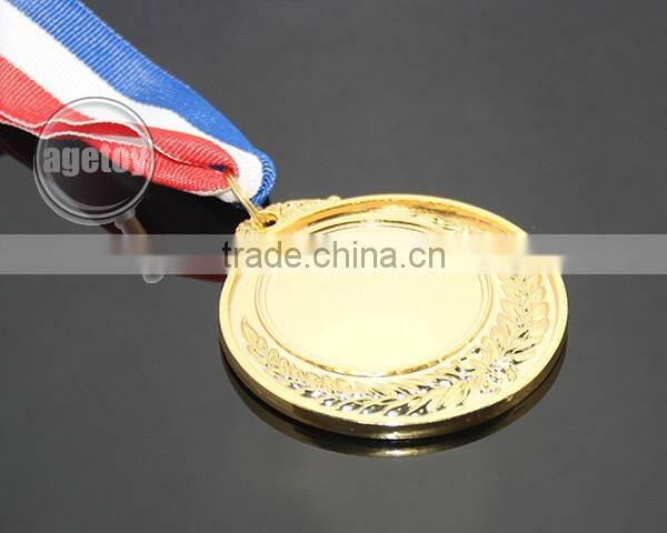 Blue White Red Color Ribbon Belt Custom Wholesale Celebration Souvenir Sports Meeting Blank Alloy Metal Gold School Medal