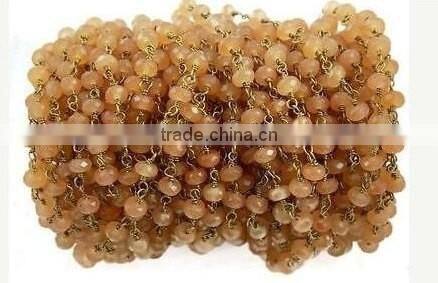 10 Feet Square Heishi Cut Garnet Rosary Style Beaded Chain, Gold Plated Wire Wrapped Chain, Handmade Beaded Chain, Linked Chain