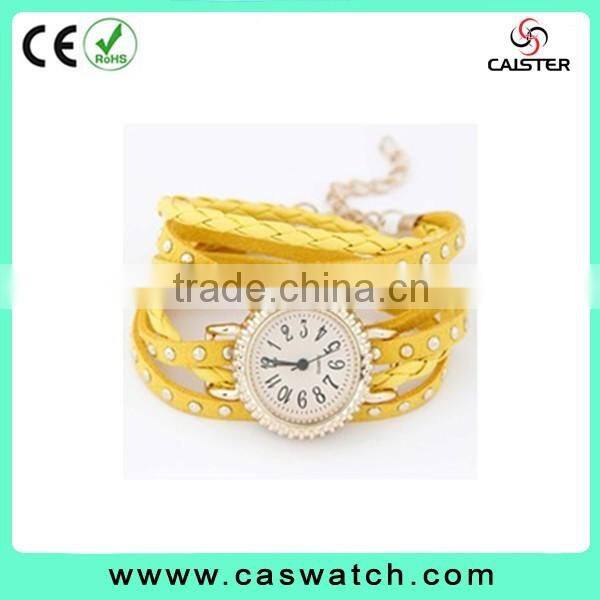2016 stylish bracelet fashion lady watch, custom made multi-color leather watch, vogue long strap shiny lady watch