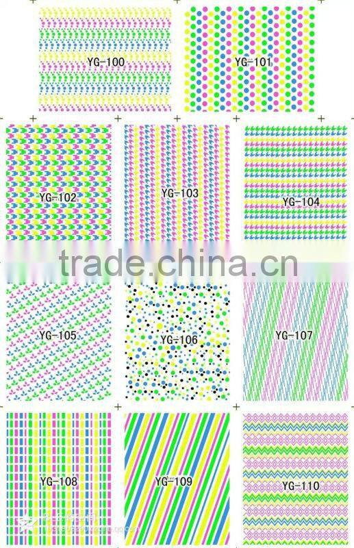 Unique 4 pcs Cute Colorful Fluorescent False Nail Tips Decals Nail Art Stickers Skull Moon Cross Lattice