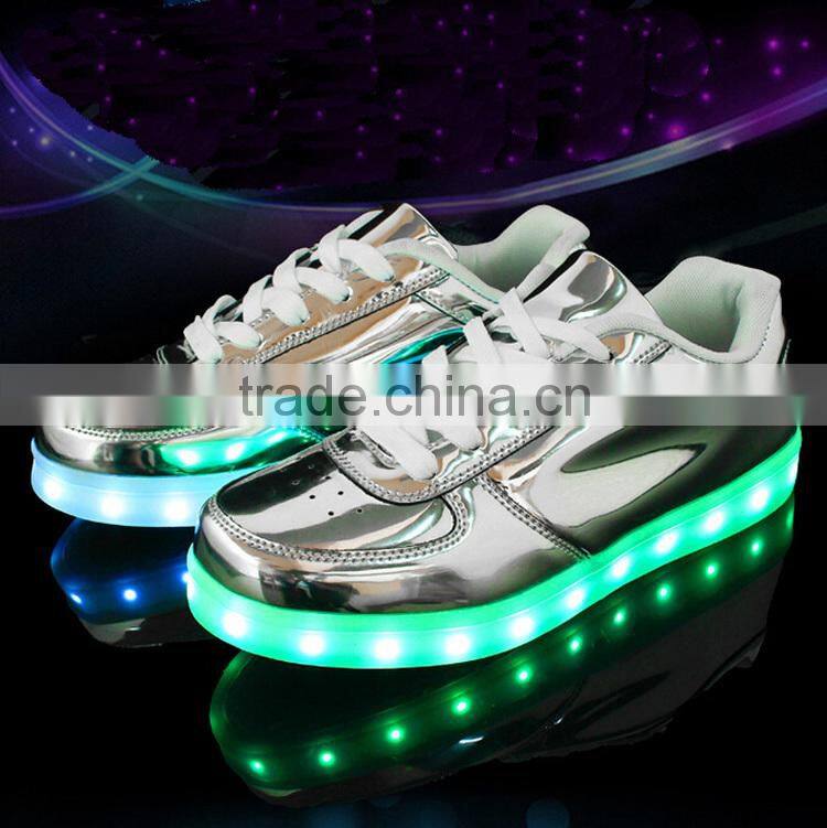 GD new types silvery sequined good quality led flashing shoes adult