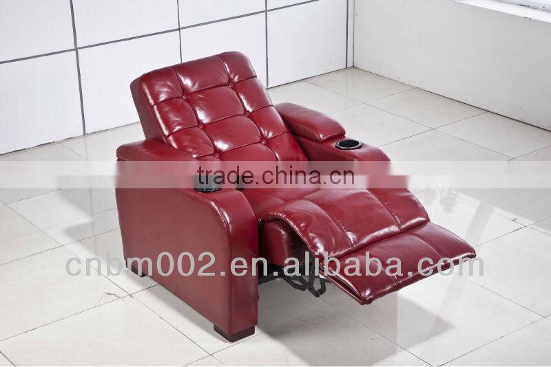 Modern design red Recliner chair top grain leather and PU material