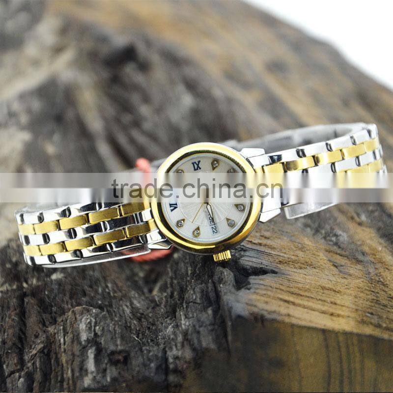 2015 new design stainless steel watch genuine leather strap watch