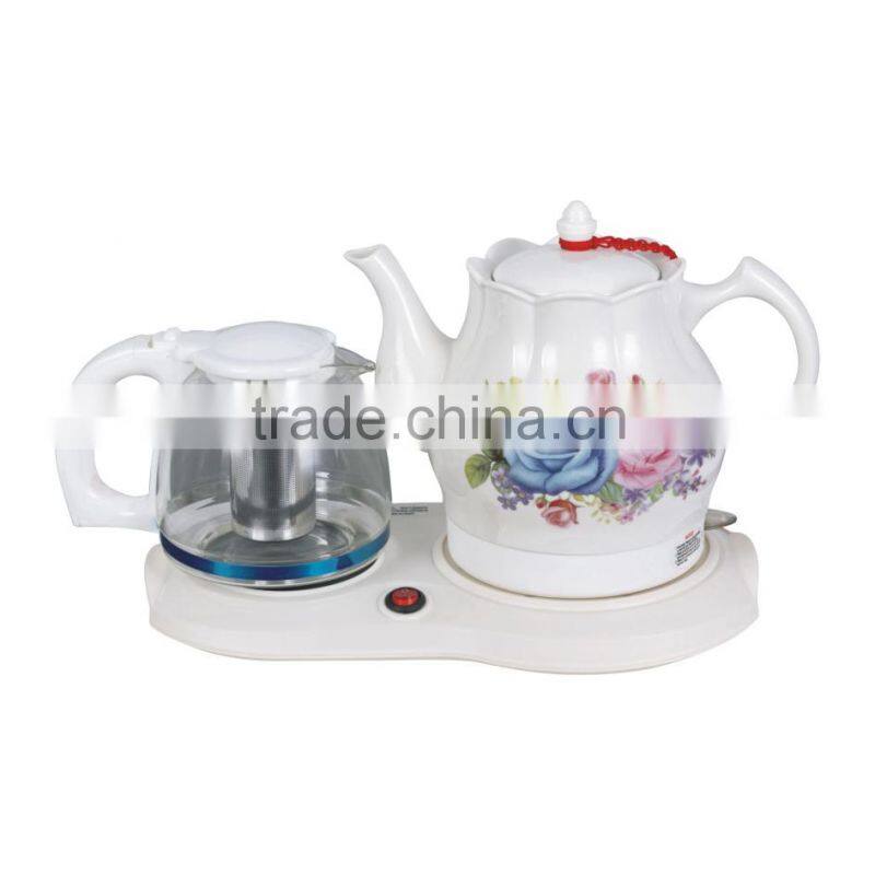 ceramic and glass material OEM hotel electric kettle set