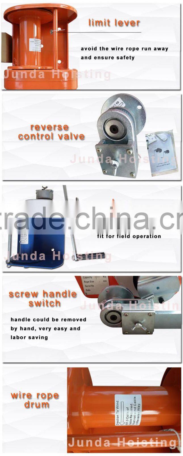 good performance durable heavy duty hand winch with brake , capacity 3000KG