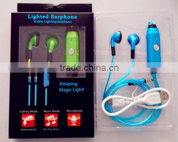novelty el wire flash earphone and headphone for christmas gift item