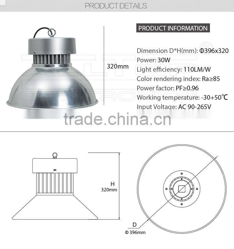 High lumen bridgelux waterproof 30w high bay led lamps