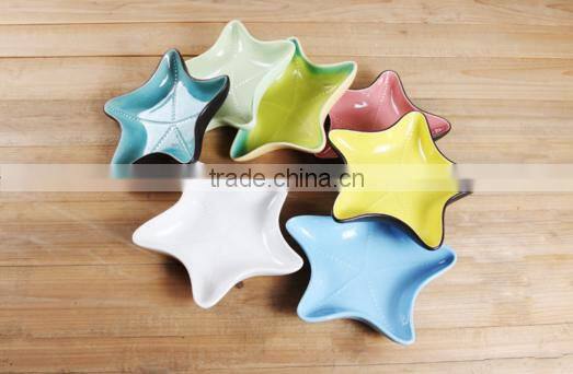 Lovely Fashion Candy Colors Sea Star Glaze Ceramic Bowl #we6