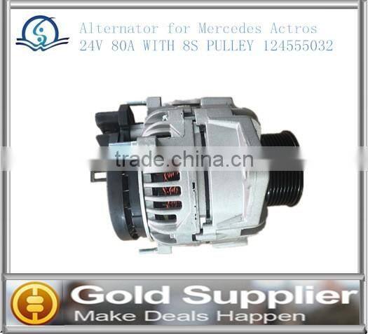 "Brand New alternator for Mercedes Actros 24V 80A WITH 8S PULLEY 124555032 with high quality and low price."