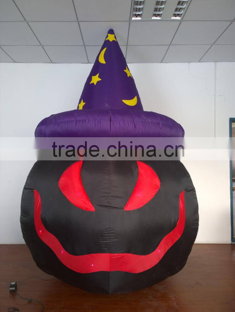 DJ-XT-13 inflatable black pumpkin small pumpkin in halloween wear hat in smile