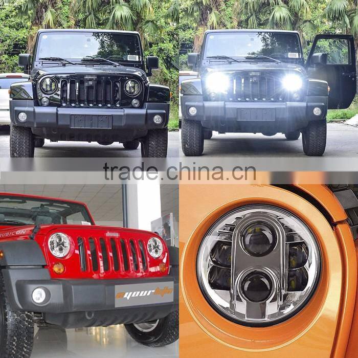 "Wholesale"7" Round LED Head lamp 48W Car Led Headlights H4 H13 for Jee-p Wrangler Toyota Harley Lan-dRover, Defende-r