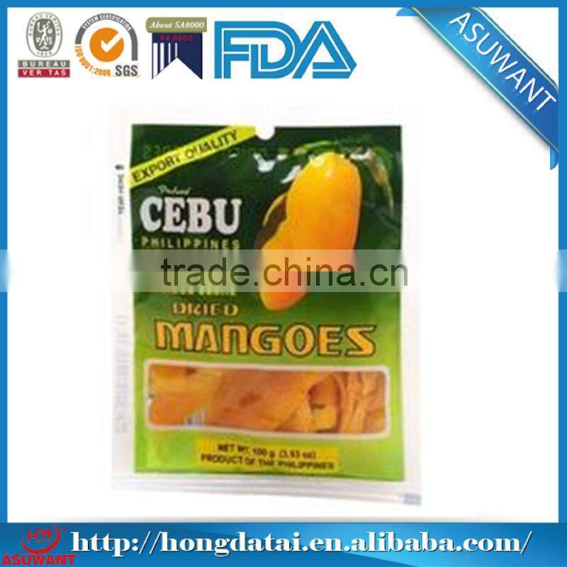 dried mango 3 side sealing packaging bag with front clear window