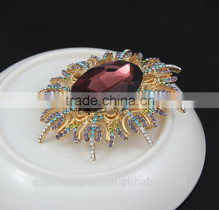 Generous oval bulk crystal sun flower rhinestone brooch/handmade rhinestone brooch