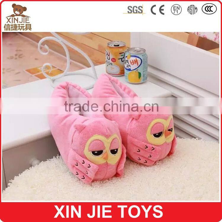 high quality plush owl slippers pink plush animal slippers for girls green owl plush slippers