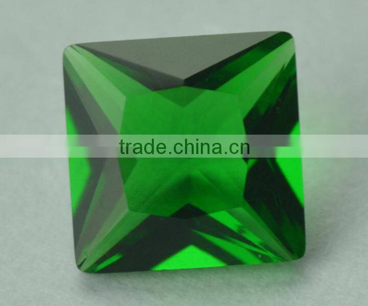 wholesale decorative square green color glass gem stones for jewelry emerald