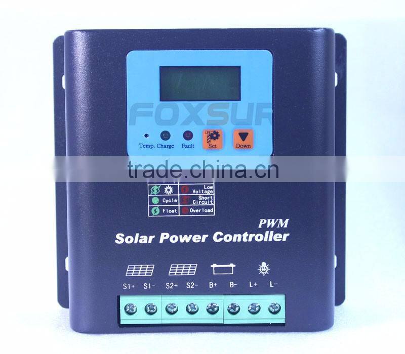Foxsur high quality 50A 48V PWM solar controller with LCD display household solar charge controller