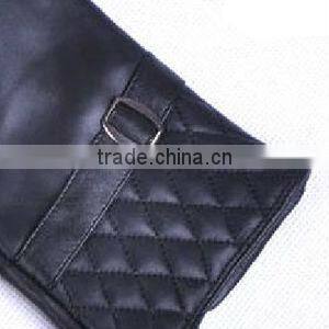 Black rugged patent leather winter glove fleece lined