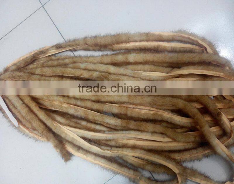 China Wholesale Dye Mink Fur Strip / Fur Collar / Real White Mink Fur Trimming