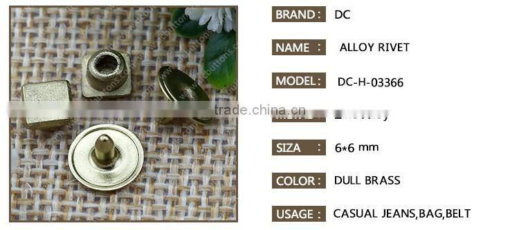 Fashion Closed Capped Engraved Logo Brass Jean Rivet for Garments
