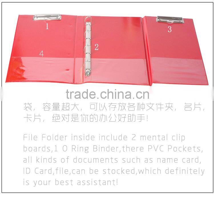 A4 PVC plastic Ring Binder folding clipboard file folder
