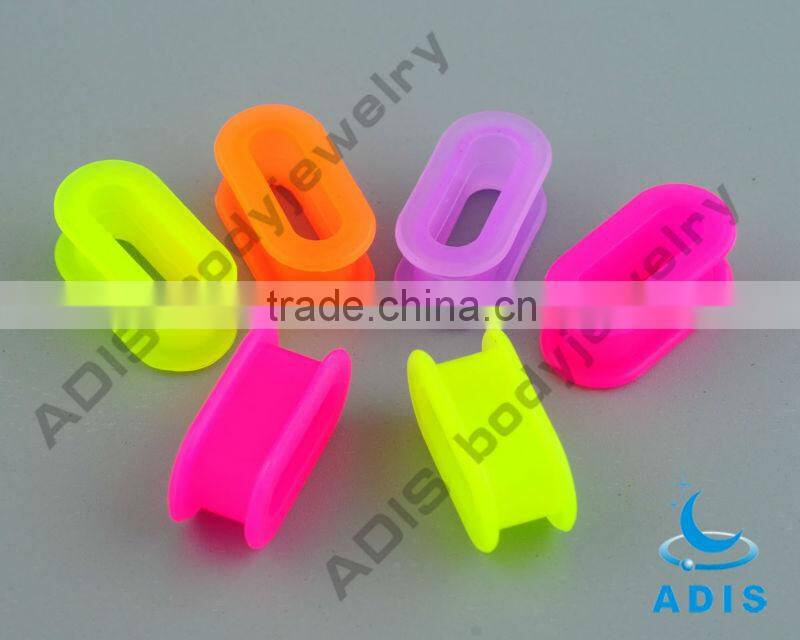 Colorful rectangle shape ear tunnel plugs piercings square silicone flesh tunnel