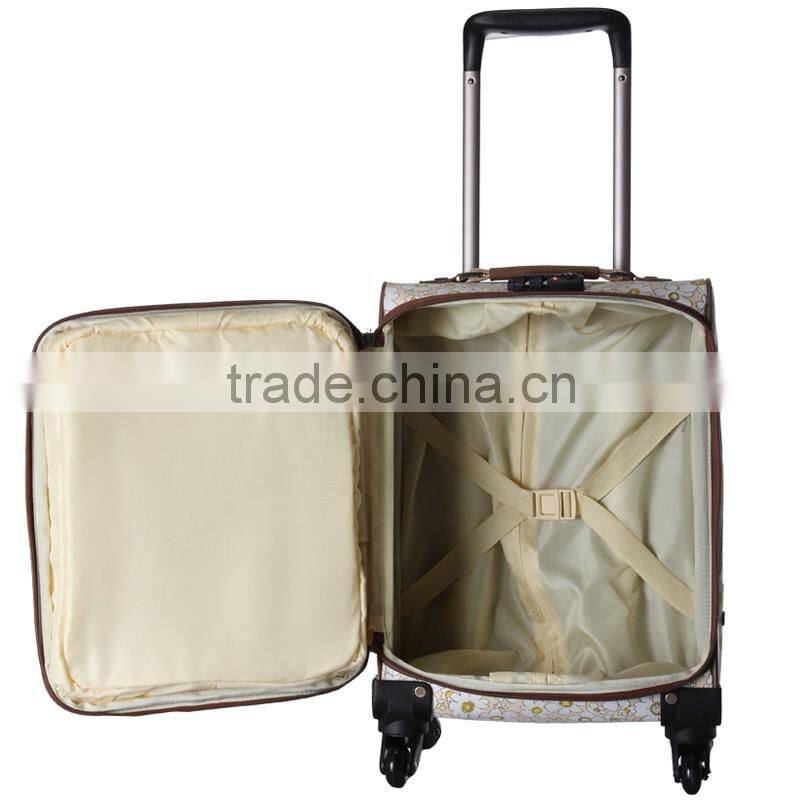 China Factory Polyester Bag Trolley Colorful Flower Printed Luggage Trolley Bag