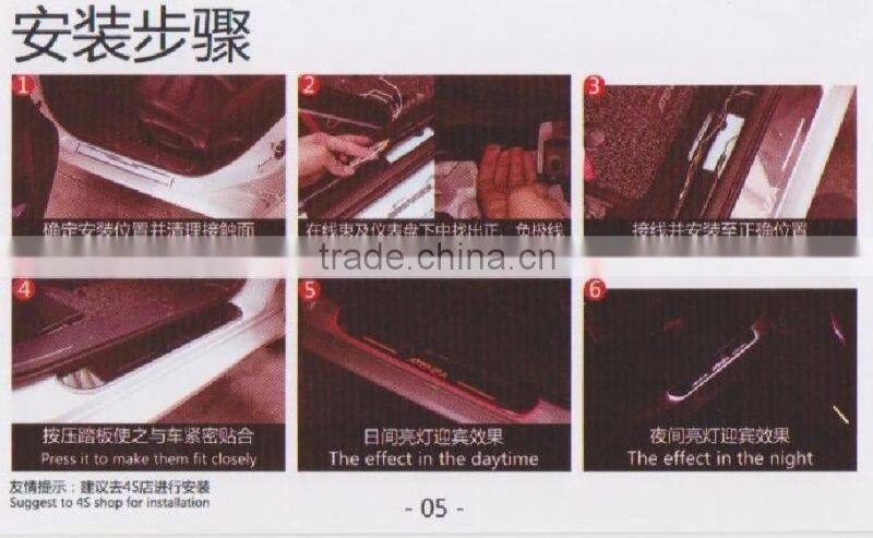 led door step light moving door scuff light for Peugeot 2008 2014-2015 led car door sill plate light