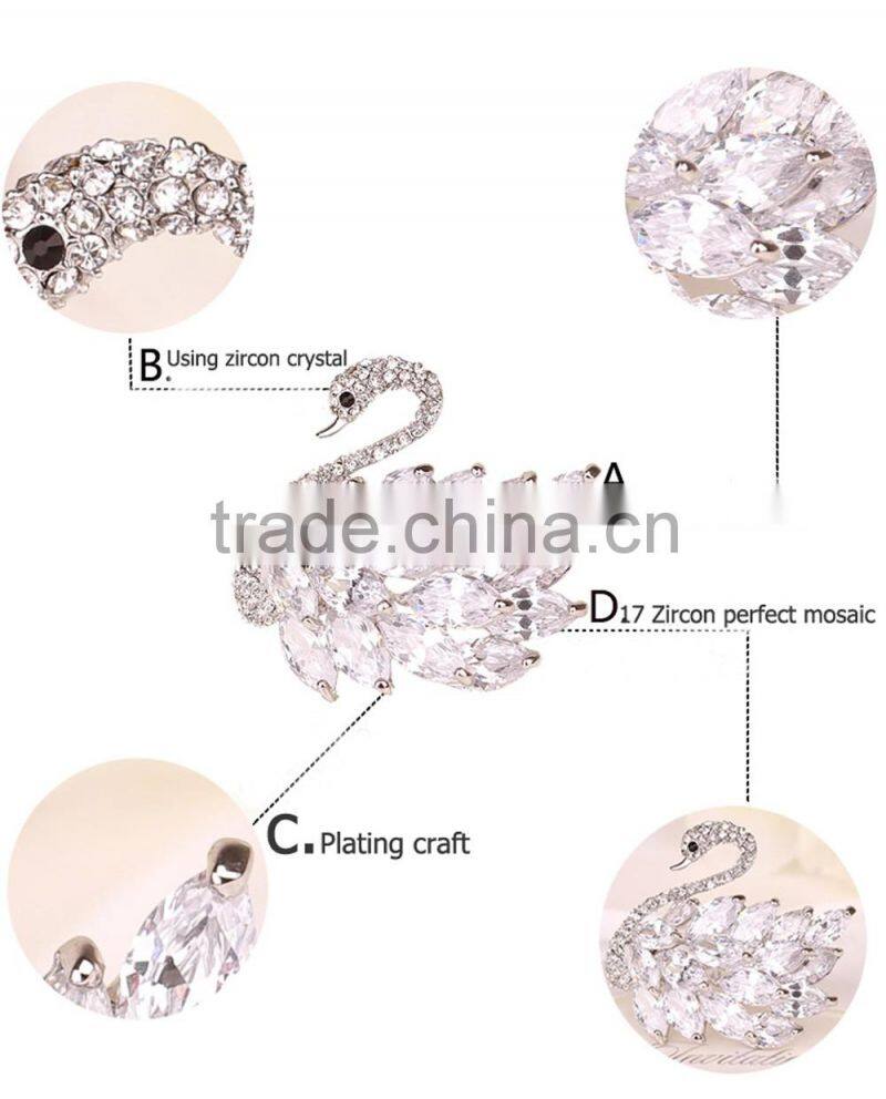 Antique Vintage Style Fine Crystal Diamond Ginko Brooch With Pearl Jewelry