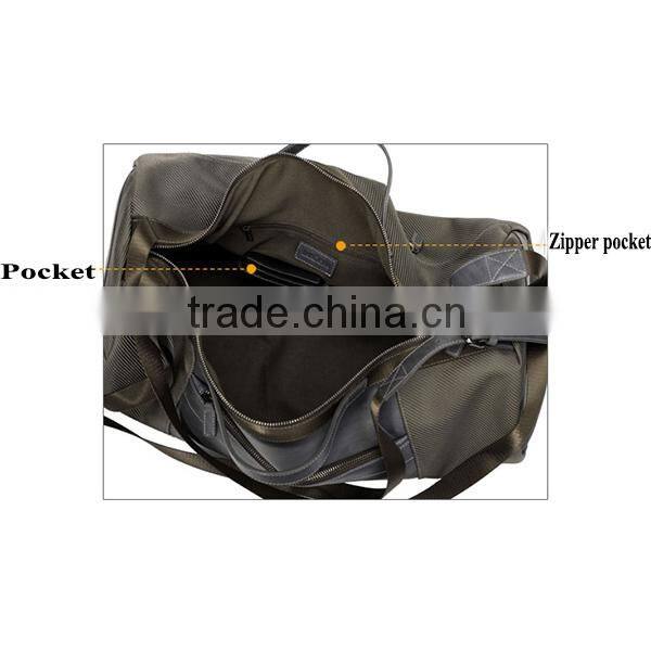 Popular Style Waterproof Nylon Brown with Genuine Leather Roll Shape Long Strap Duffel Bag