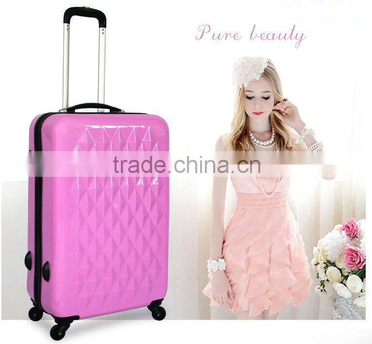 2014 china alibaba colorful elegance abs/pc hardcase trolley bag luggage with four all-round wheels