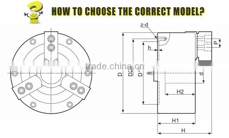 QB3 High Grade Alloy Steel 8inch Half Through-hole Pneumatic Power Chuck