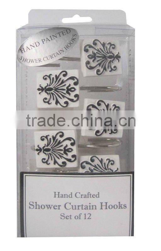 HOT SELLING,12PCS SHOWER CURTAIN RESIN HOOKS IN PVC BOX