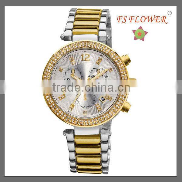 Gold and Stainless Steel Color Watch Case and Bands Good Quality Wrist Watch Women