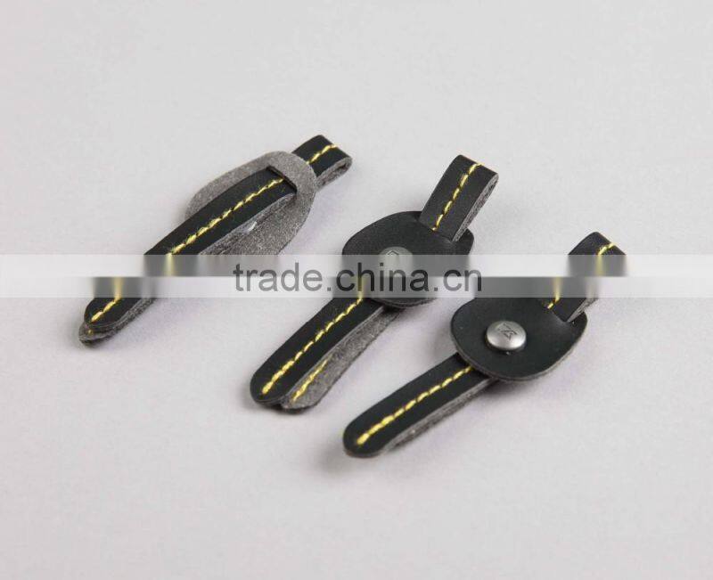 High Quality Stylish Reversible Leather Zipper Head Puller Slider With Nail For Garment Handbag